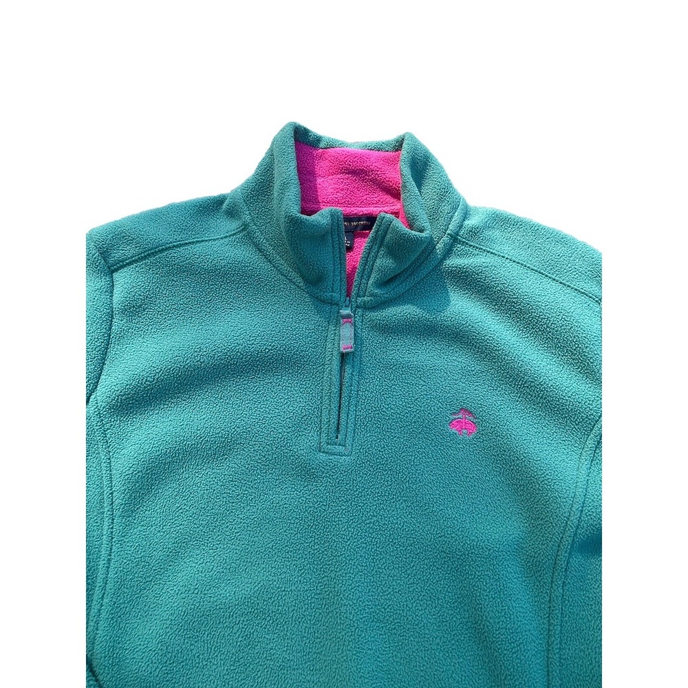 346 Brooks Brothers Fleece 1/4 zip Golf Green Pink Pullover Fleece Jacket XL